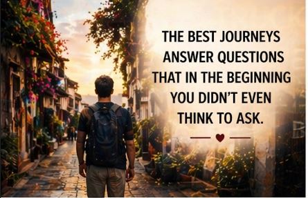 Travel alone quotes for Instagram with sunset road and wanderlust vibe