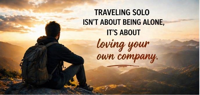 Inspirational solo travel quote image for Instagram caption and motivation