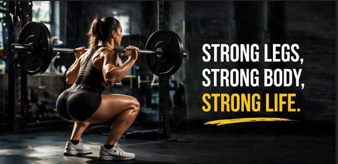 Motivational leg day quote image for fitness and workout consistency